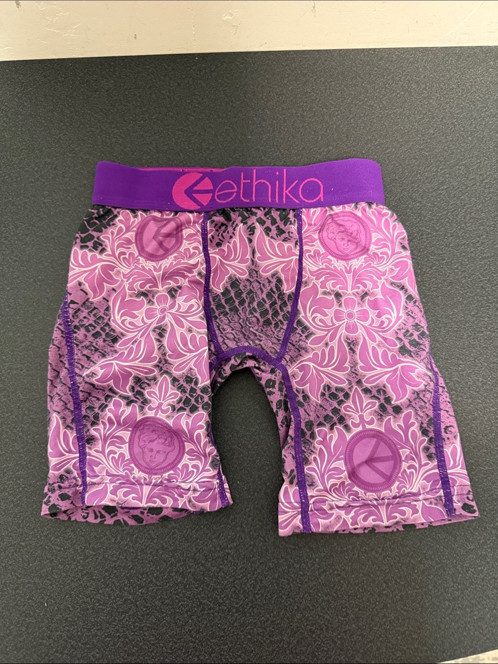 ethika Kids Purple Floral & Emblem Boxer Briefs